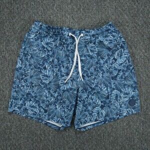 Rhoback Swim Trunks Mens Large Blue Medley Tropical Floral Lined Athletic Shorts